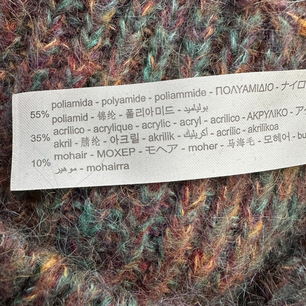 Zara Rose Appliqué Ruffle Detail Multi-Color Knit  Mohair Blend Sweater Size S - Picture 10 of 10